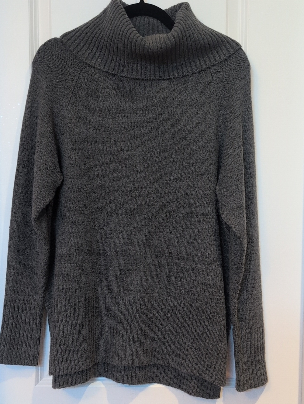Dynamite Charcoal Gray Ribbed Cowl Neck Sweater, Size S